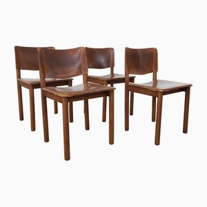 Leather Dining Chairs in the style of Tobia & Afra Scarpa, Set of 4