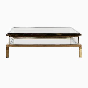 Hollywood Coffee Table in Chrome, Brass, Steel & Glass from Maison Jansen, 1970s
