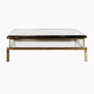 Hollywood Couchtisch aus Chrom, Messing, Stahl & Glas von Maison Jansen, 1970er