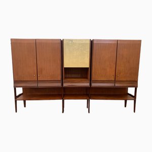 Buffet 3 Portes en Teck et Parchemin, 1960s