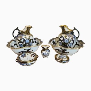 Set Pichet et Bol Victorien Antique de Doulton Burslem, 1860, Set de 7