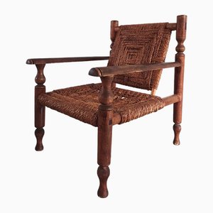 Wooden Armchair by Adrien Audoux & Frida Minet, 1950s