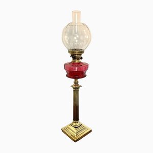 Große antike viktorianische Öllampe aus Messing, 1880