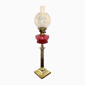 Large Antique Victorian Brass Oil Lamp, 1880