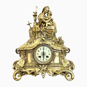 Horloge de Cheminée Victorienne Antique en Laiton, 1860