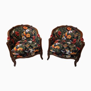 Bergere Louis XV Rocaille Lounge Chairs, 1890s, Set of 2