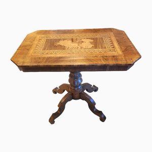Table d'Appoint Antique en Marqueterie de Befos, 1800s