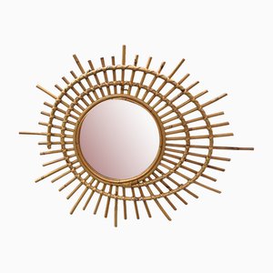 French Orf Mirror in Bamboo and Rattan, 1960s