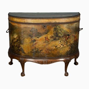 19th Century Victorian Oil Painted Demi Lune Coach Trunk, 1880s