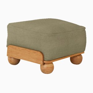 Cove Footstool in Natural Linen by Fred Rigby Studio