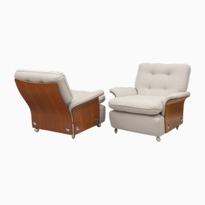 Teak Tulip Armchairs with Bouclé Wool Upholstery from G-Plan, 1970s, Set of 2