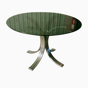 Runder Vintage Tisch aus Stahl & Messing