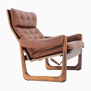 Danish Adjustable Armchair in Leather by Genega Mobler, 1960s