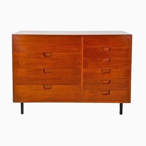 Mid-Century Modern Italian Wood and Black Metal Chest of Drawers, 1960s