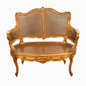 19th Century French Napoleon III Sofa in Gilt and Carved Wood