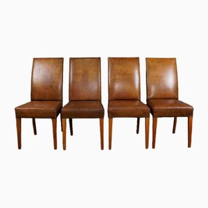Sheep Leather Dining Chairs, Set of 4