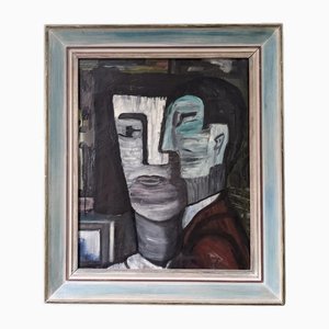 Figuras cubistas, años 50, óleo sobre lienzo, enmarcado