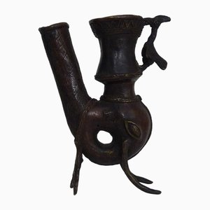 Large Bamou Bronze Zoomorphic Pipe Cameroon, 1940s