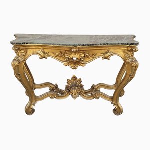 Vergoldete Holzkonsole im Louis XV Stil, 19. Jh.