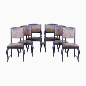 Chaises de Salle à Manger Noires attribuées à Otto Prutscher, 1890s, Set de 6