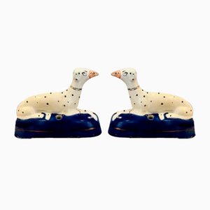 Victorian Staffordshire Dalmatian Inkwells, 1860s, Set of 2