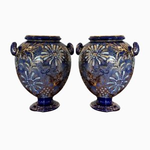 Kleine antike Doulton Vasen, 1880er, 2er Set