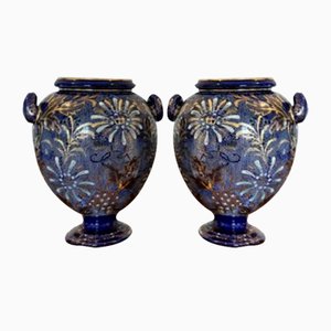 Small Antique Doulton Vases, 1880s, Set of 2