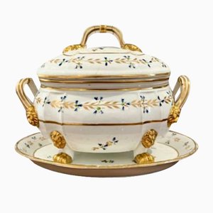 Soupière Crown Derby et Couvercle Début 19ème Siècle, 1825, Set de 2