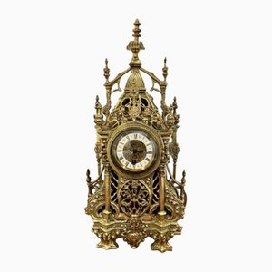 Victorian Ornate Brass Mantle Clock, 1880s