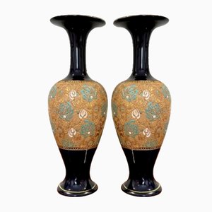 Vases Victoriens de Doulton, 1880s, Set de 2