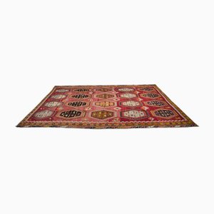 Vintage Hand Knotted Wool Rug in Red