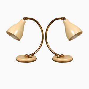Italian Metal and Brass Table Lamps, 1950s, Set of 2