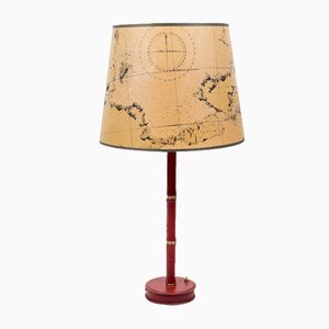 Leather Table Lamp by Jacques Adnet, 1950s