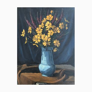 Marius Chambaz, Bouquet aux fleurs jaunes, Öl auf Leinwand