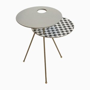 Table d'Appoint Tavolfiore Grise et Motif Pied-de-Poule par Tokyostory Creative Bureau