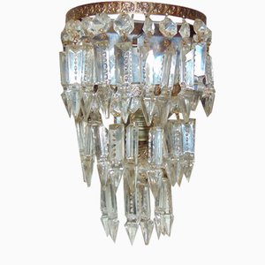 Art Deco Wall Lamp with Crystals, 1930s