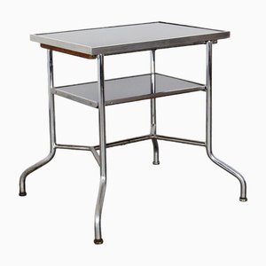 Table d'Appoint Tubulaire en Chrome et Verre