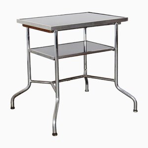 Tubular Side Table in Chrome and Glass