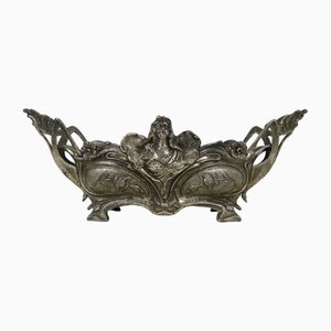 Vaso Art Nouveau in bronzo argentato, fine XIX secolo
