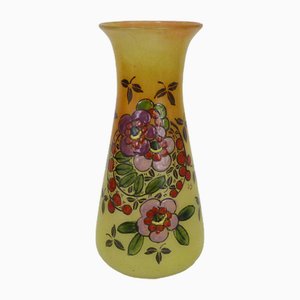 Jugendstil Vase mit Blumen- und Blattdekor von LEG (Legras), 1920er
