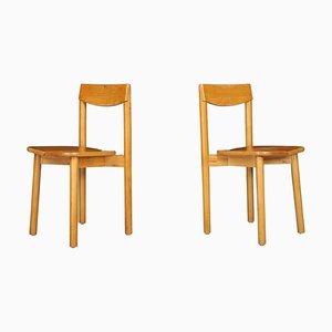 Französische Stühle aus Heller Buche von Pierre Gautier, 1960er, 2er Set