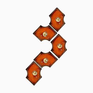Orange and Brown Ceramic Wall Lights Keramik, Germany, 1970s