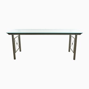 Iron Dining Table with Glass Top