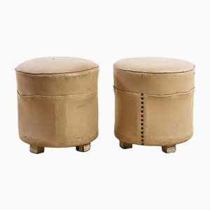 Pouf vintage gialli, set di 2