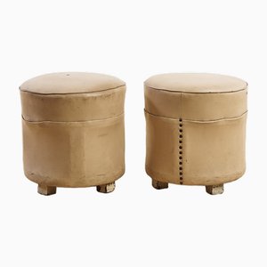 Set of Vintage Yellow Poufs