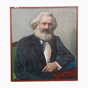 Retrato de Karl Marx, óleo sobre lienzo, años 60
