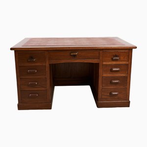 Nine Drawers Desk with Leather Top