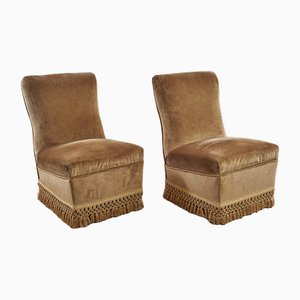 Brown Slipper Chairs, Set of 2