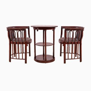 Set da salotto austriaco attribuito a Josef Hoffmann, set di 3