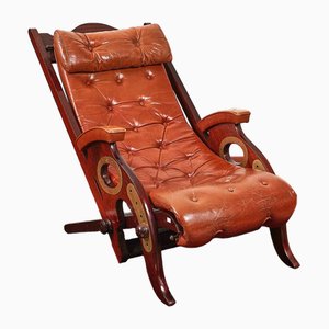 Art Deco Lounge Chair in Leather and Mahogany
